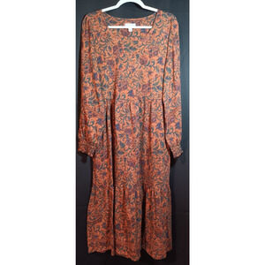 Canyon Retreat Midi Dress Size Small Rust Orange Tapestry Fall Prairiecore Boho
